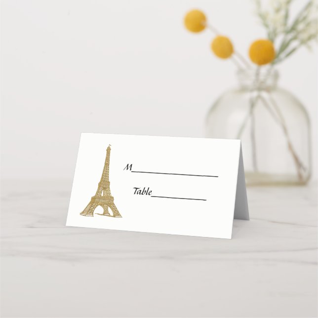 Paris France Skyline #2 Imitate Gold Escort Cards Platzkarte (Rückseite)