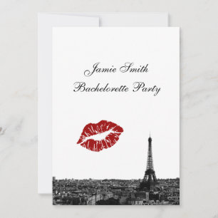 Paris France Skyline Kiss #1 BW / Bachelorette Einladung