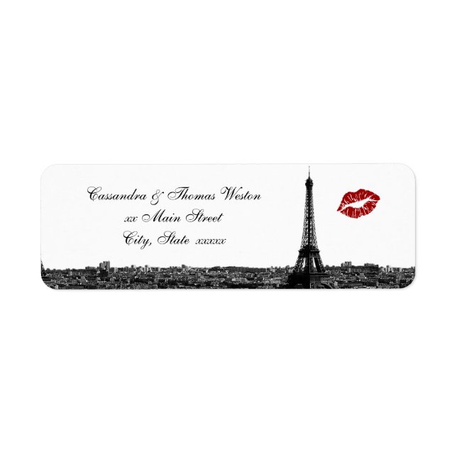Paris France Skyline Kiss #1 BW H Rücksendeadresse (Vorne)