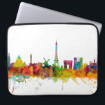 Paris France Skyline Laptopschutzhülle<br><div class="desc">Aquarellkunst der Skyline von Paris, Frankreich</div>