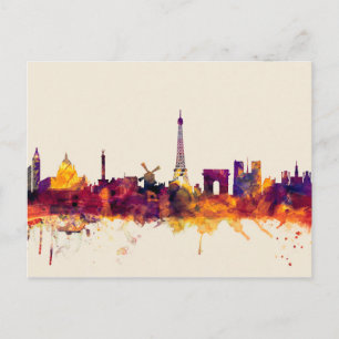 Paris France Skyline Postkarte