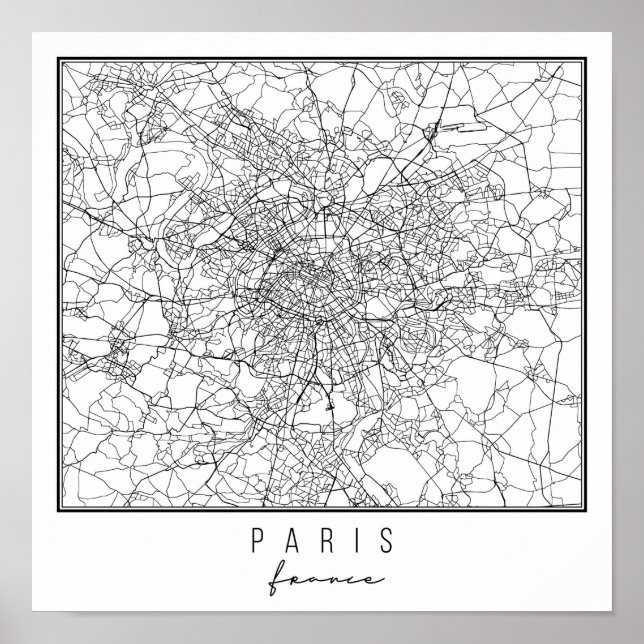 Paris France Street Map Poster (Vorne)