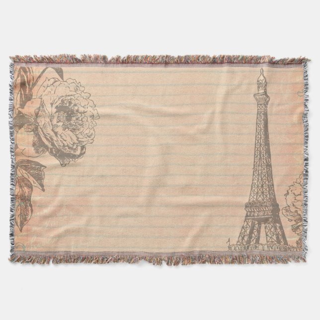 Paris France Tour Eiffel Shabby Couverture à Thon  (Devant)