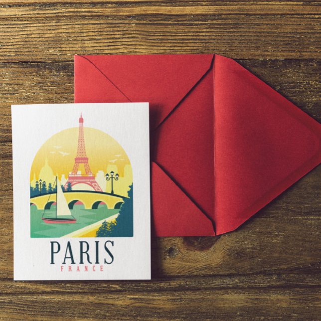 Paris France Vintage Travel Postkarte (Paris Vintage Travel Postcard)