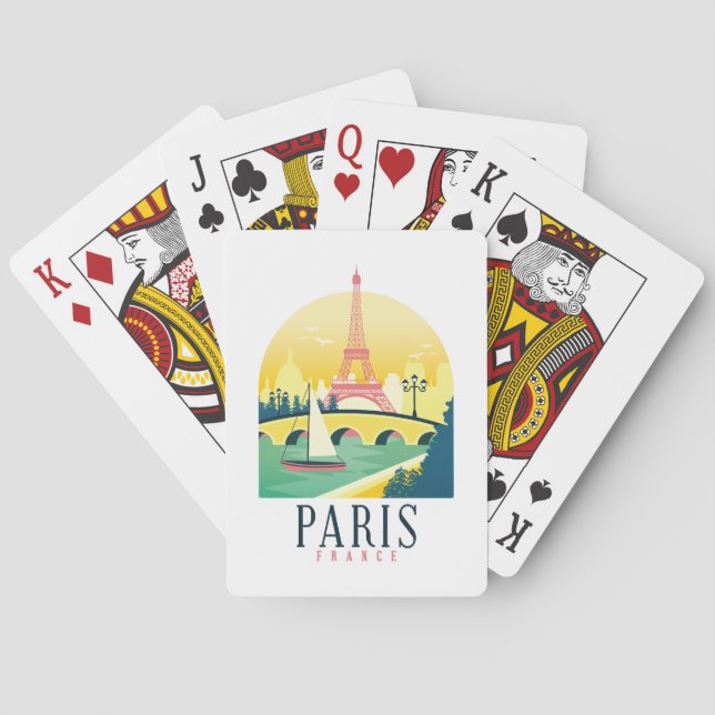 Paris France Vintage Travel Spielkarten (Rückseite)