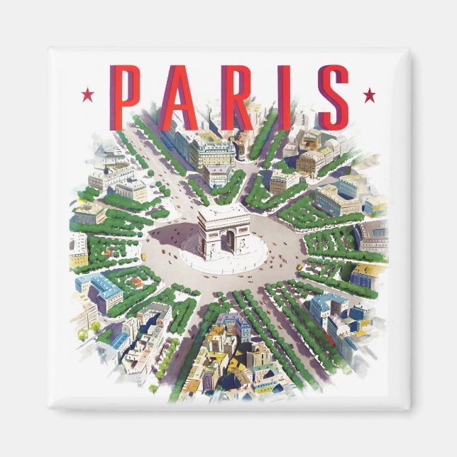 Paris France Vintage Voyage Magnet (Devant)