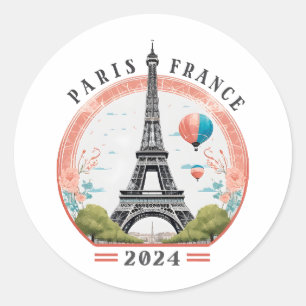 Paris Frankreich 2024 Fleece Blankets, Eiffelturm Runder Aufkleber