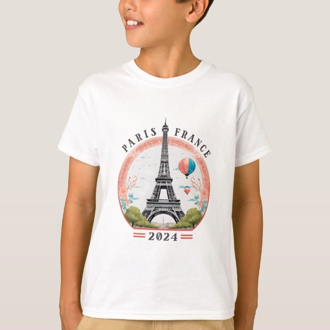 Paris Frankreich 2024 Kinder T - Shirt, Paris Fran T-Shirt (Vorderseite)