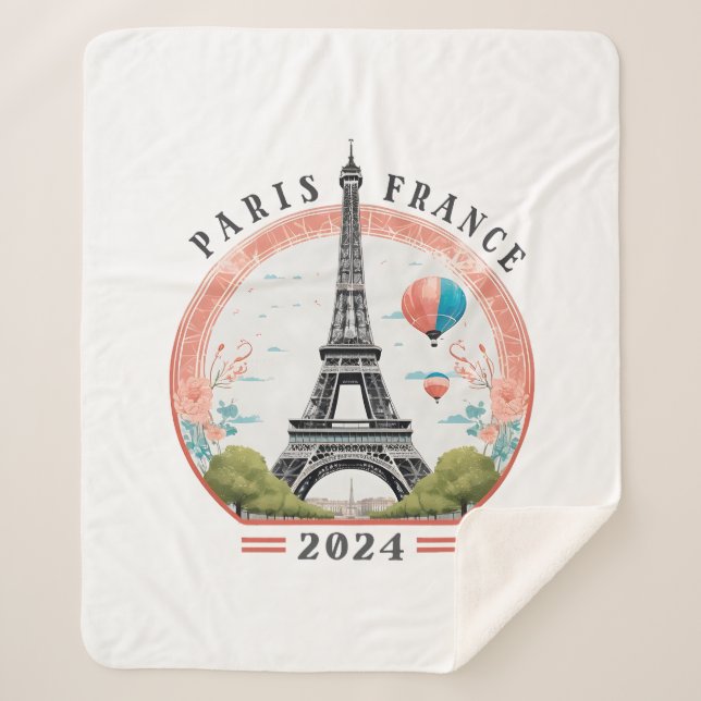 Paris Frankreich 2024 Sherpa Blankets, Eiffelturm Sherpadecke (Vorderseite)