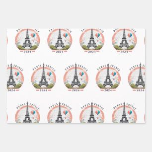 Paris Frankreich 2024 Wrapping Papers, Eiffelturm Geschenkpapier Set