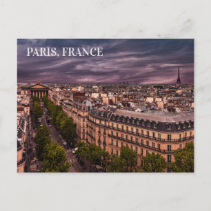 Paris Frankreich Abendhimmel Silhouette Eiffelturm Postkarte