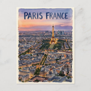Paris Frankreich Aquarell Reise Skizze Postkarte