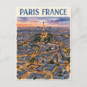 Paris Frankreich Aquarell Reise Skizze Postkarte