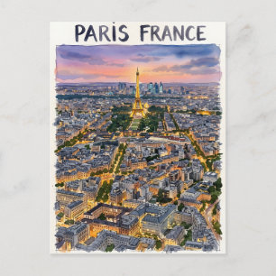 Paris Frankreich Aquarell Reise Skizze Postkarte