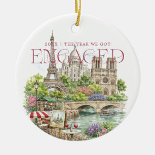 Paris Frankreich Aquarell Verlobungsfoto Keramik Ornament