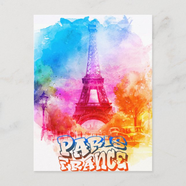 Paris Frankreich Aquarellmalerei Postkarte (Vorderseite)