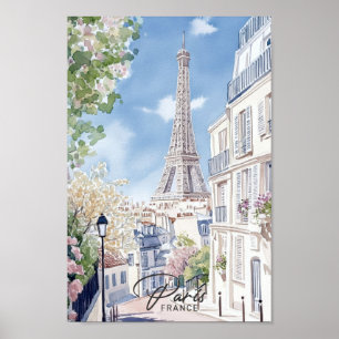Paris Frankreich Aquarellmalerei Reisen Poster