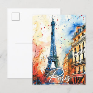 Paris Frankreich Aquarellmalerei Reisen Postkarte