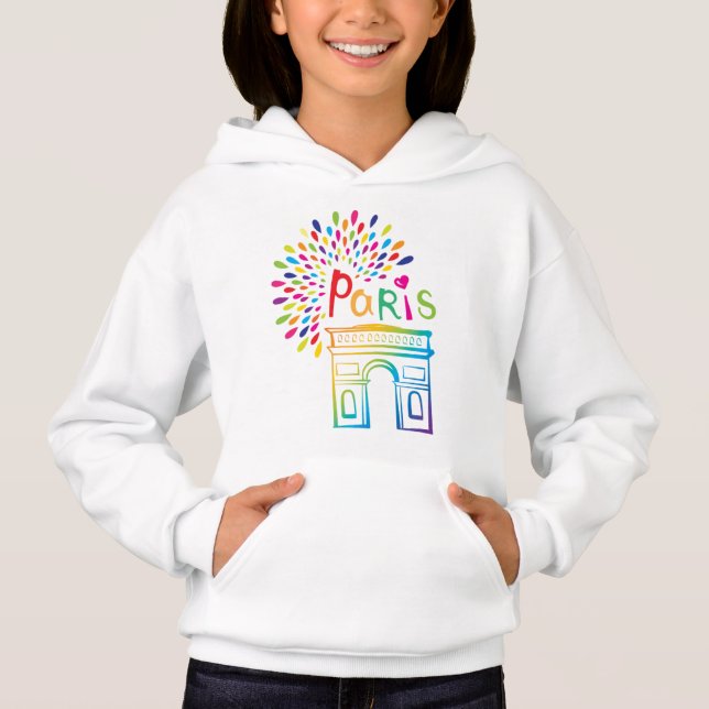 Paris Frankreich | Arc de Triomphe | Neon Design Hoodie (Vorderseite)