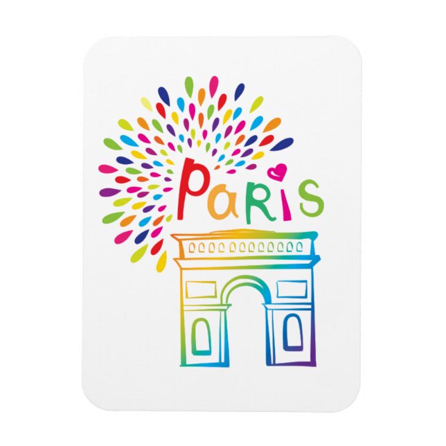 Paris Frankreich | Arc de Triomphe | Neon Design Magnet (Vertikal)