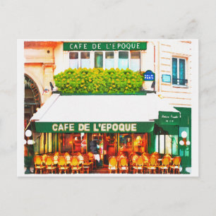 Paris Frankreich Café Aquarell Postkarte