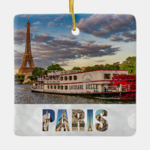 Paris Frankreich Eiffel Tower Seine Schiff Keramikornament