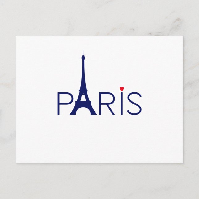 Paris Frankreich Eiffel Tower Text und Herz Postkarte (Vorderseite)