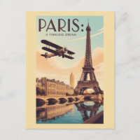 Paris Frankreich Eiffel Tower Vintages Flugzeug Re