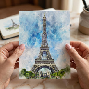 Paris Frankreich Eiffelturm Aquarell Postkarte