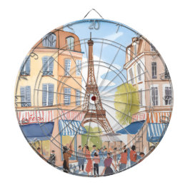 Paris Frankreich Eiffelturm | Aquarell Reise Dartscheibe