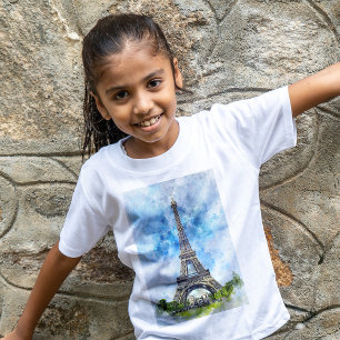 Paris Frankreich Eiffelturm Aquarell T-Shirt