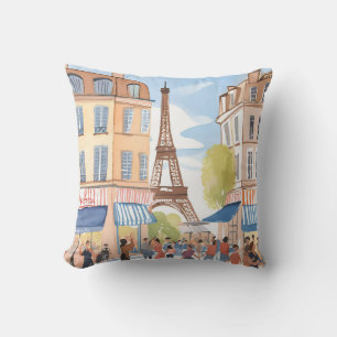 Paris Frankreich Eiffelturm   Aquarellmalerei Kissen