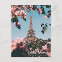 Paris Frankreich Eiffelturm Blume Postkarte