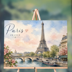 Paris Frankreich Eiffelturm Fluss Seine  Acrylschild