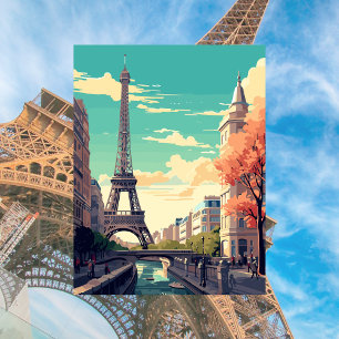 Paris, Frankreich Eiffelturm Illustration Postkarte