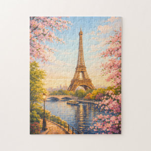 Paris Frankreich Eiffelturm Kirschblüten Puzzle