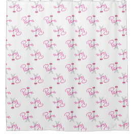 Paris, Frankreich, Eiffelturm mit rosa Bug, modern Duschvorhang