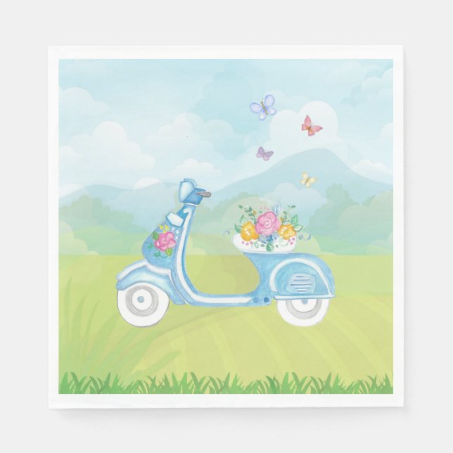 Paris Frankreich Eiffelturm mit Scooter-Party Serviette (Vorderseite)