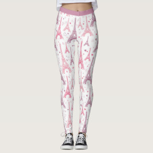 Paris Frankreich Eiffelturm Pink Lila Yoga Workout Leggings