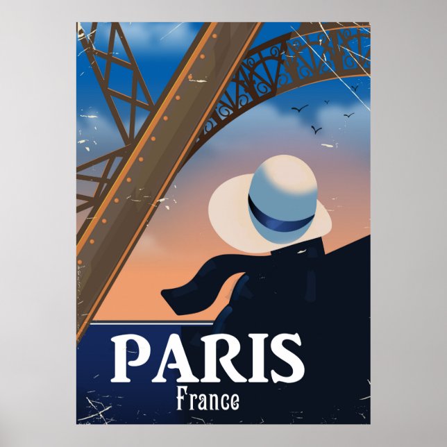 Paris-Frankreich-Eiffelturm-Reiseplakat Poster (Vorne)