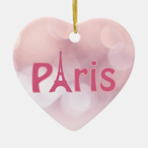 Paris Frankreich Eiffelturm Rosa Weihnachten Keramik Ornament