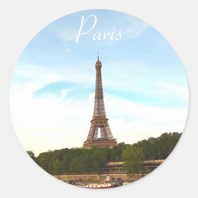 Paris. Frankreich. Eiffelturm. Runder Aufkleber (Vorderseite)