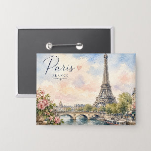 Paris Frankreich Eiffelturm Seine Fluss Button