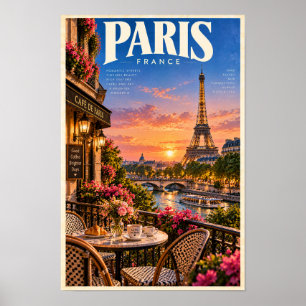 Paris Frankreich Eiffelturm Sonnenuntergang Café R Poster