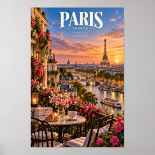 Paris Frankreich Eiffelturm Sonnenuntergang Reisep Poster