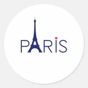 Paris Frankreich Eiffelturm Text und Herz Runder Aufkleber