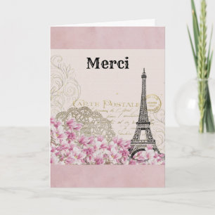 Paris Frankreich Eiffelturm Vintage Danke Karte