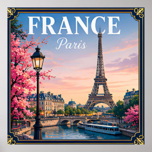 🗼 Paris Frankreich Erinnerung an den Eiffel-Turm- Poster