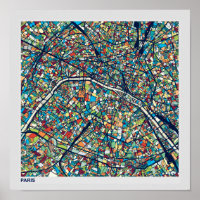 Paris Frankreich | Farbige Karte