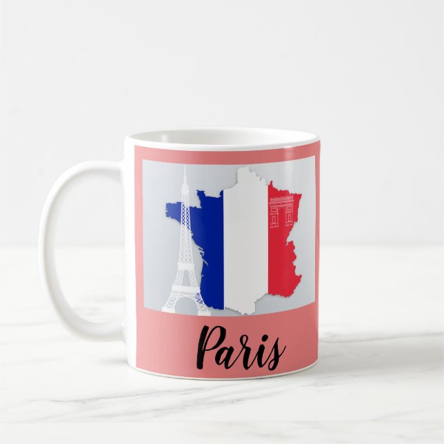 Paris Frankreich Flaggenkarte Eiffelturm Kaffeetasse (Links)